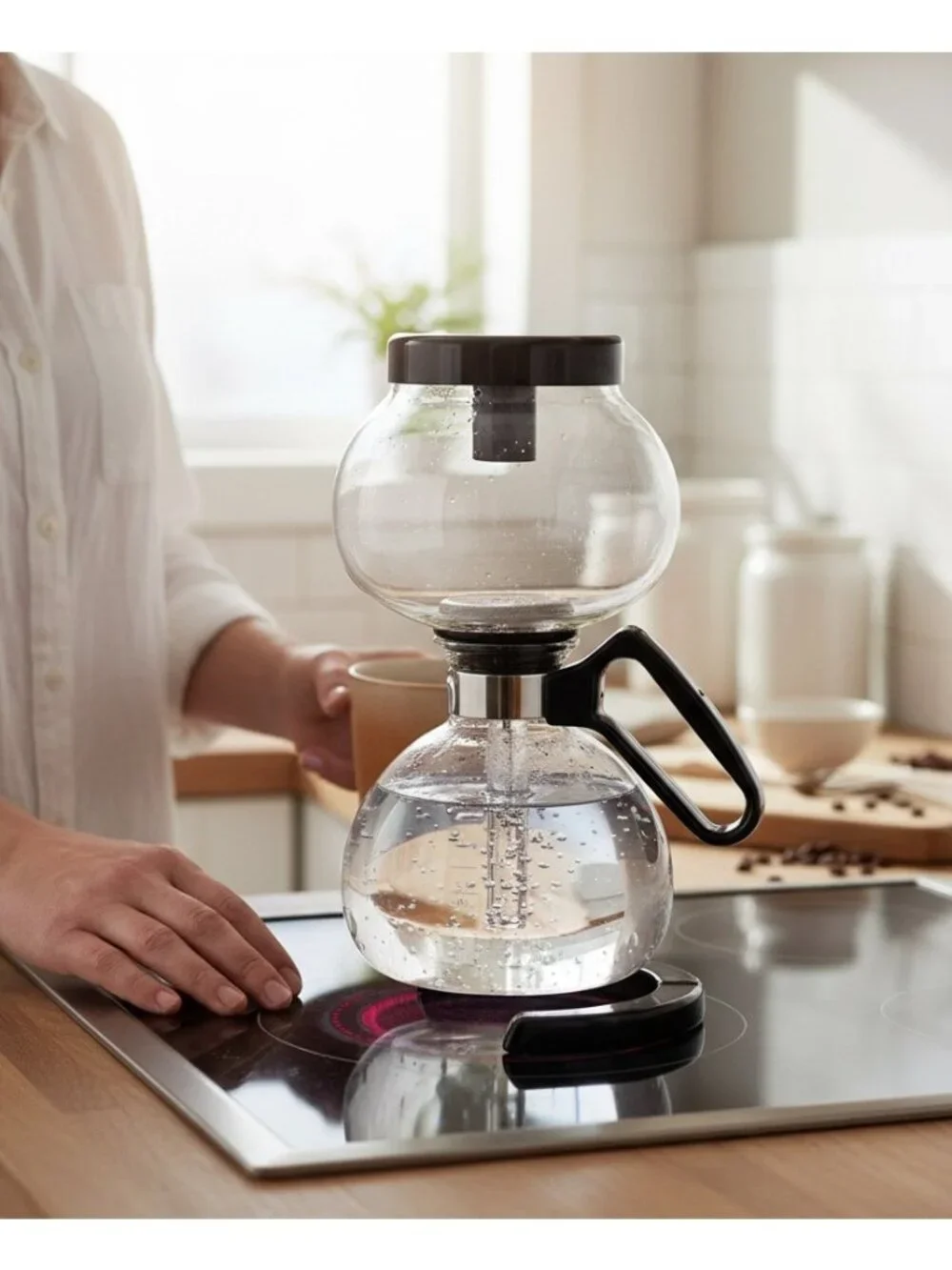 Yama 8-Cup Stove Top Coffee Siphon Brewer Heat-Resistant Glass 32 Oz SY-8
